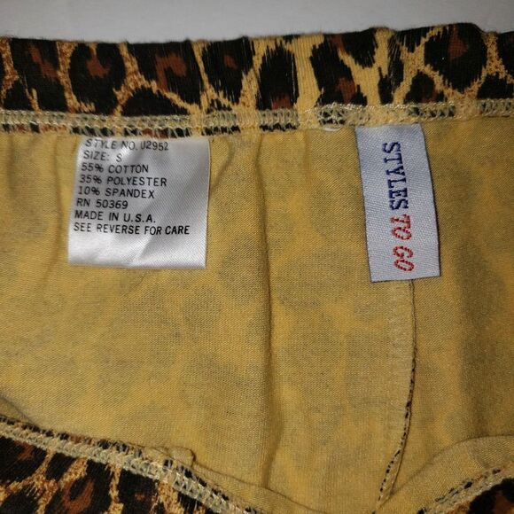 Styles To Go Leggings Womens Small Brown Leopard Animal Print Stretch Pants USA - Picture 3 of 4